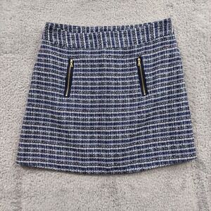 Loft Blue Tweed Above The Knee Skirt Women's Petites Size 12P Petite